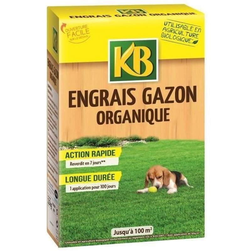 KB Engrais gazon organique Bio - 100 m²