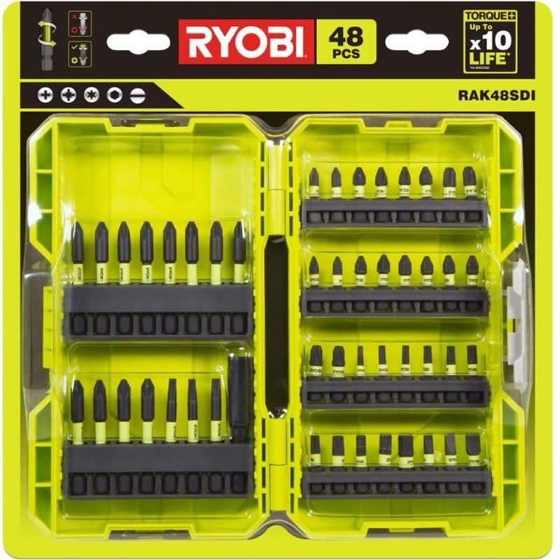 Coffret de vissage Ryobi RAK48SDI - 48 embouts ultra-résistants - antichocs