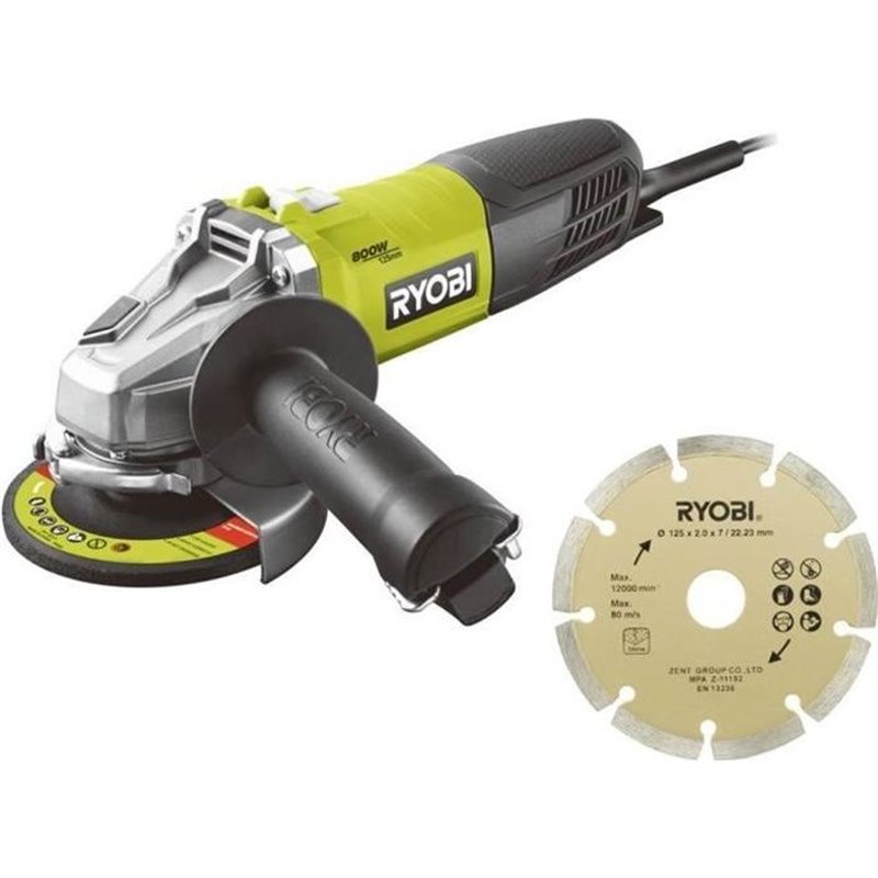 Meuleuse d'angle Ryobi 800W 125mm - Découpe de brique et parpaing - Electrique