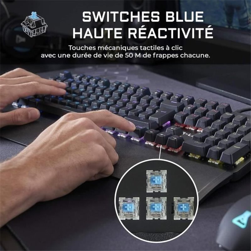 Image secondaire de THE G-LAB Gaming KEYZ Carbon Clavier mécanique rétroéclairé - Switch Blues Repose poignet - Azerty