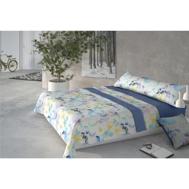 Parure de couette Pierre Cardin HOJARASCA Bleu Lit 1 personne 3 Pièces