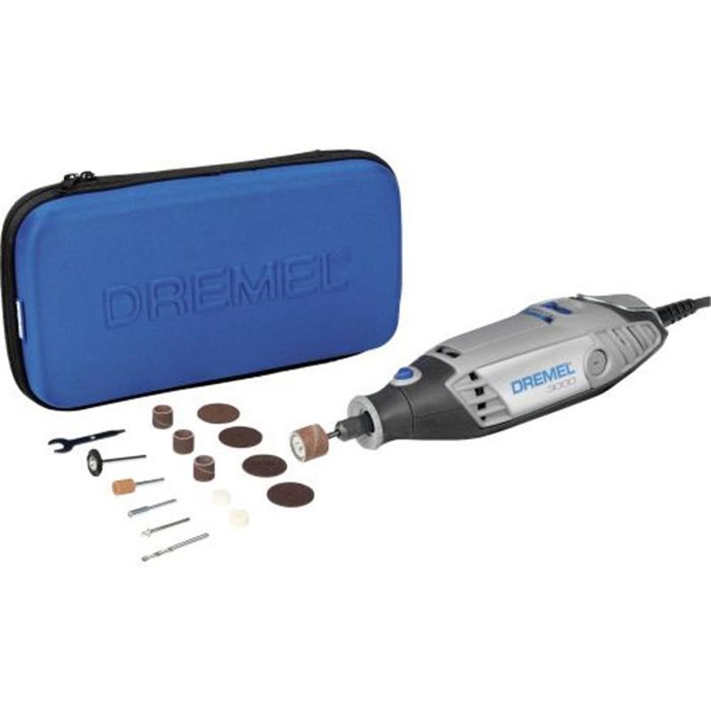 Outil rotatif Multifonction Dremel 3000 (130 W, livré dans un coffret avec 1 sac et 15 accessoires)