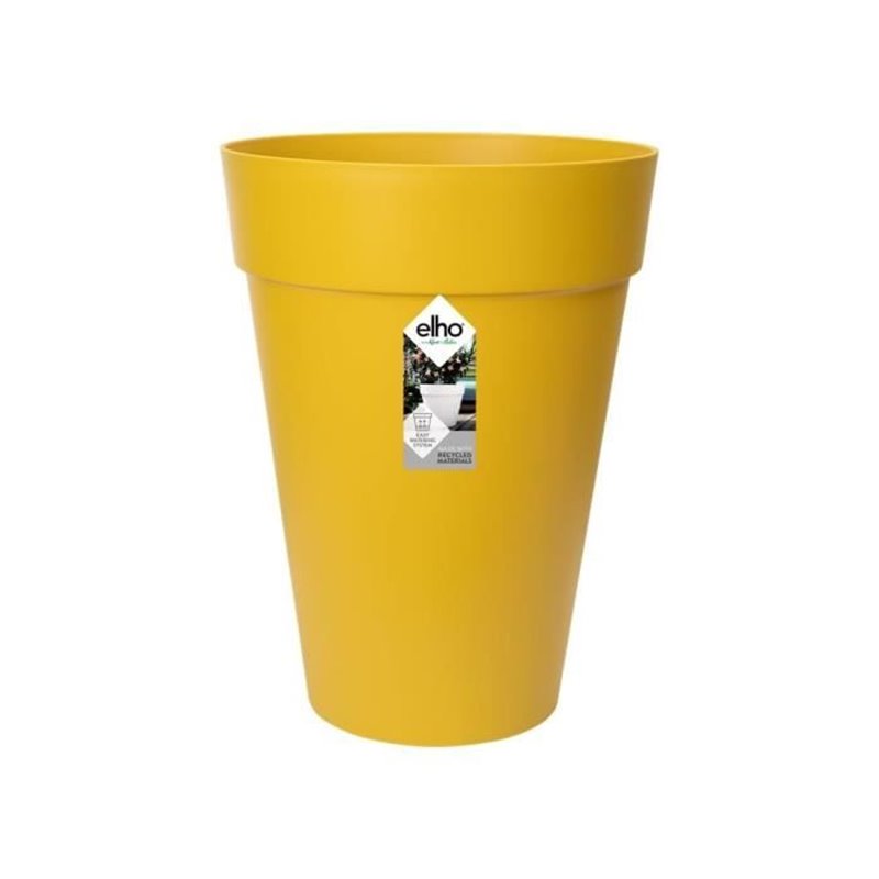 Elho Loft Urban Pot de fleurs rond Haut 35 - Jaune - Ø 34 x H 45 cm - extérieur - 100% recyclé