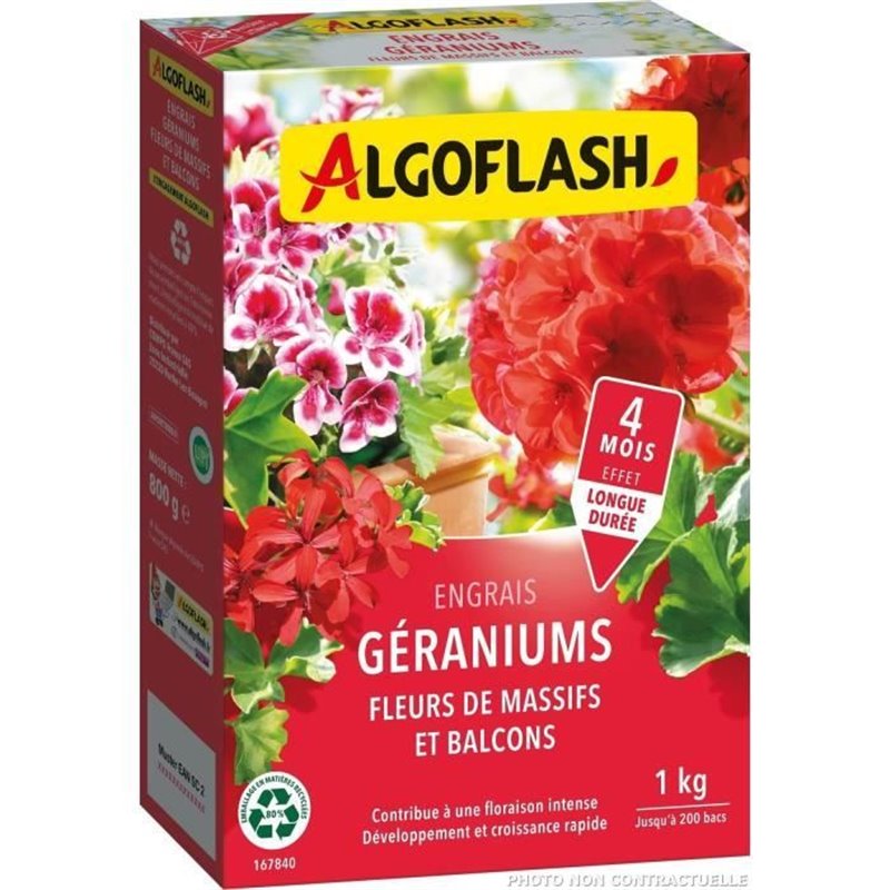 Image secondaire de Engrais Géraniums, Fleurs de Massifs et Balcons - ALGOFLASH NATURASOL - 1 kg