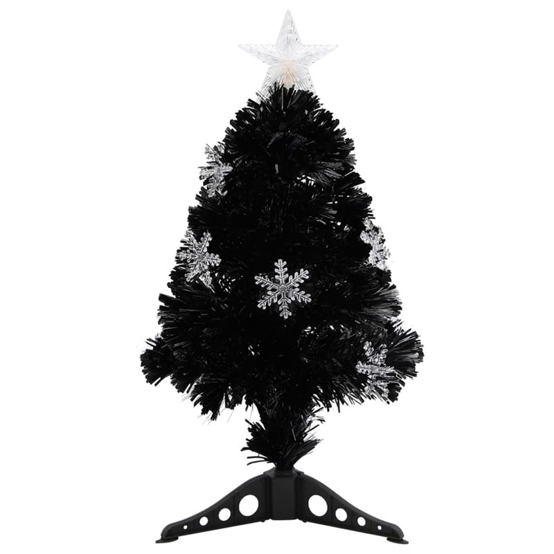 Image secondaire de VidaXL Sapin de Noël et flocons de neige LED Noir 64 cm Fibre optique