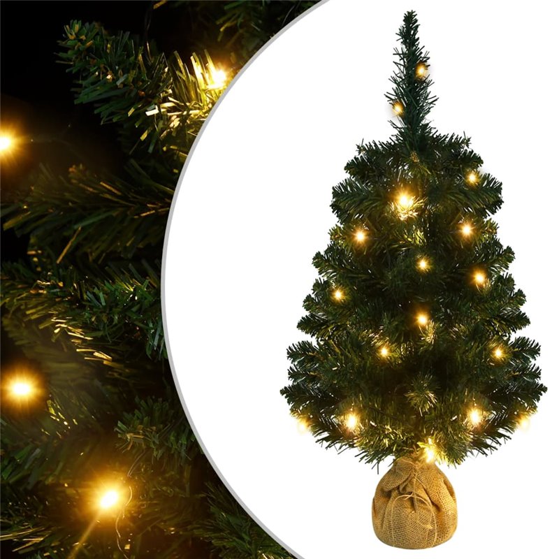 VidaXL Sapin de Noël artificiel pré-éclairé et supports vert 90 cm PVC