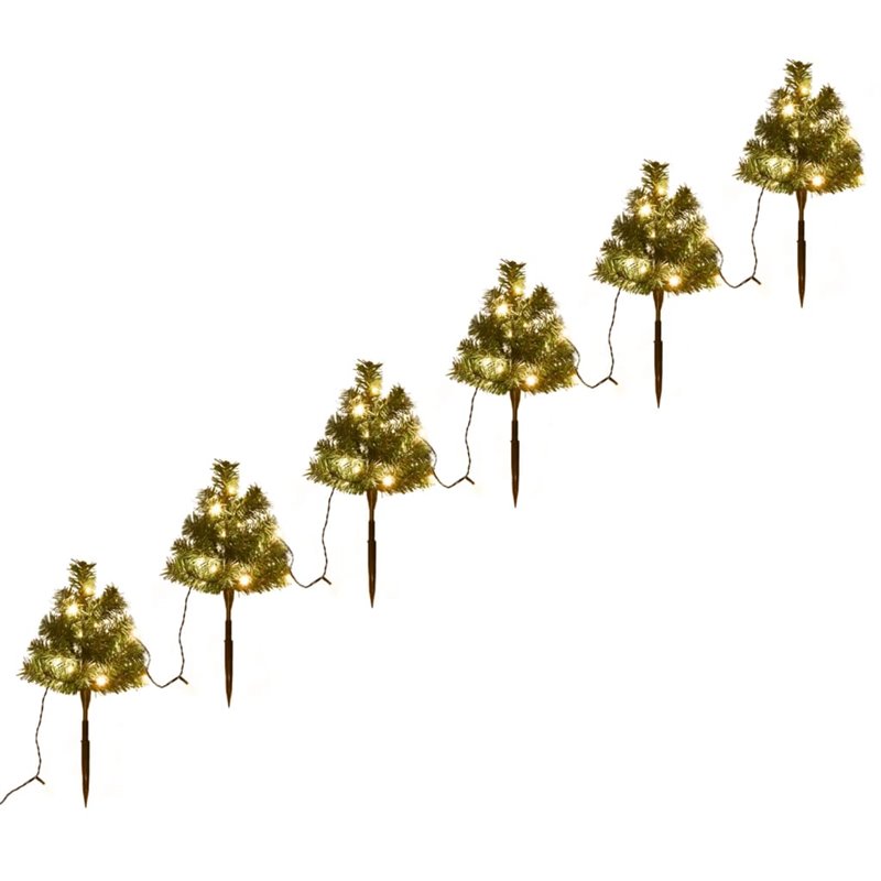 VidaXL Arbres d'allée de Noël 6 pcs avec LED blanc chaud 45 cm PVC