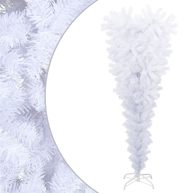 VidaXL Sapin de Noël artificiel renversé avec support Blanc 120 cm