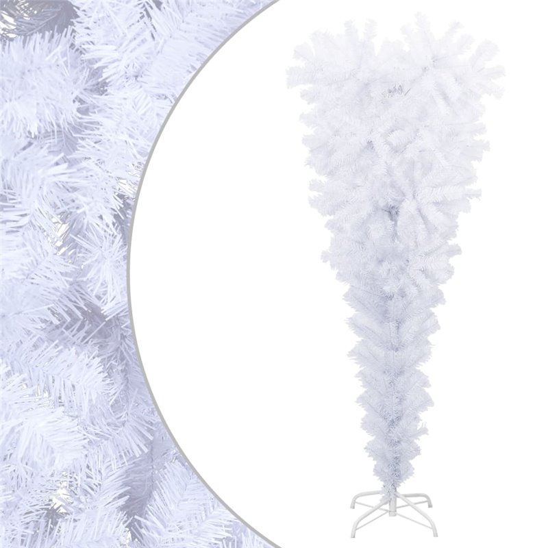 VidaXL Sapin de Noël artificiel renversé avec support Blanc 150 cm