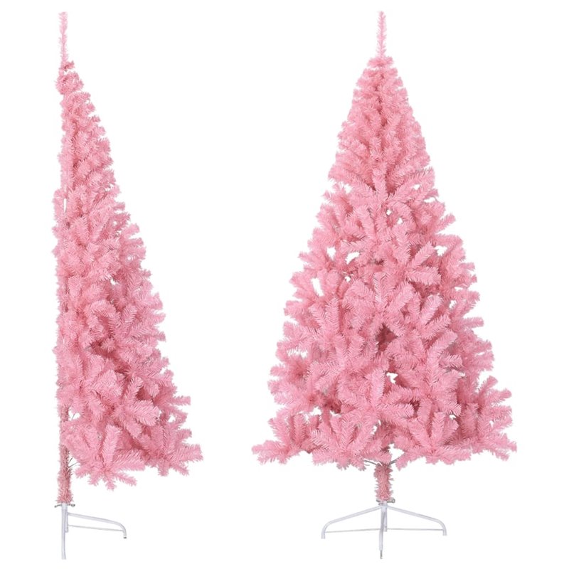 VidaXL Demi sapin de Noël artificiel avec support Rose 180 cm PVC