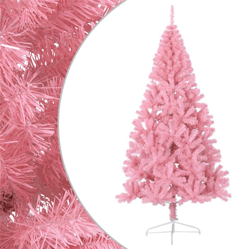 Image secondaire de VidaXL Demi sapin de Noël artificiel avec support Rose 180 cm PVC