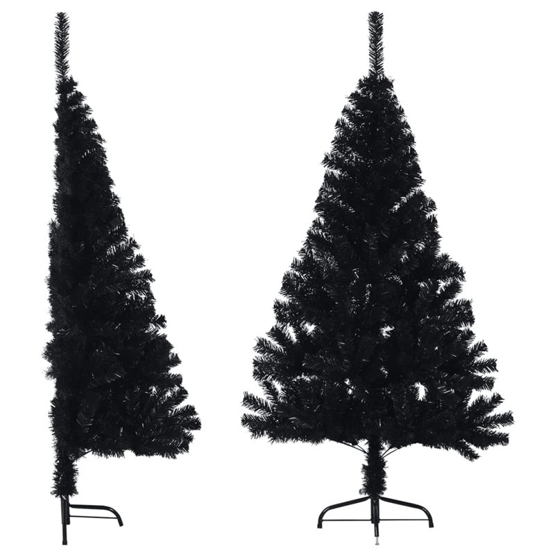 VidaXL Demi sapin de Noël artificiel avec support Noir 150 cm PVC