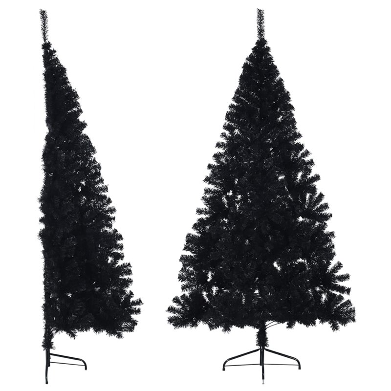 VidaXL Demi sapin de Noël artificiel avec support Noir 180 cm PVC