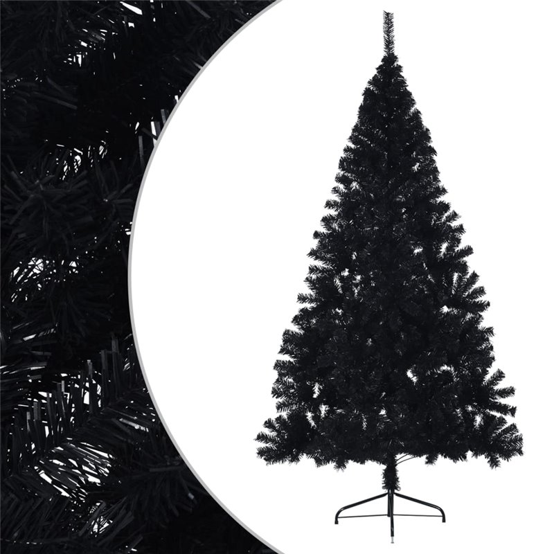 Image secondaire de VidaXL Demi sapin de Noël artificiel avec support Noir 180 cm PVC