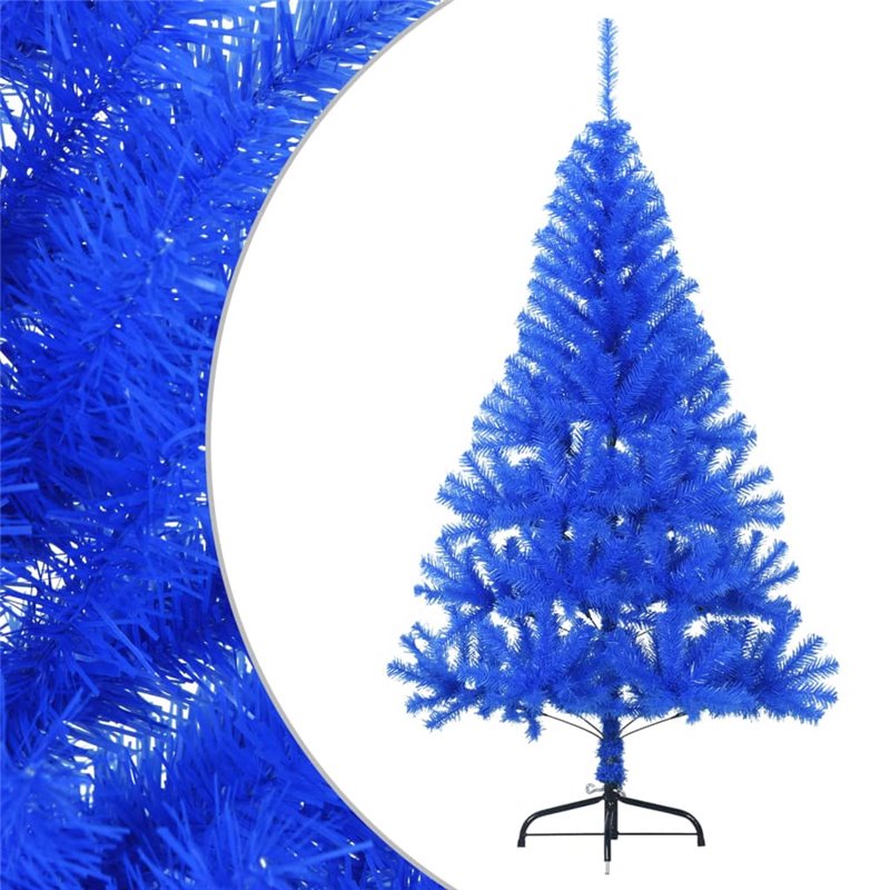 Image secondaire de VidaXL Demi sapin de Noël artificiel avec support Bleu 120 cm PVC