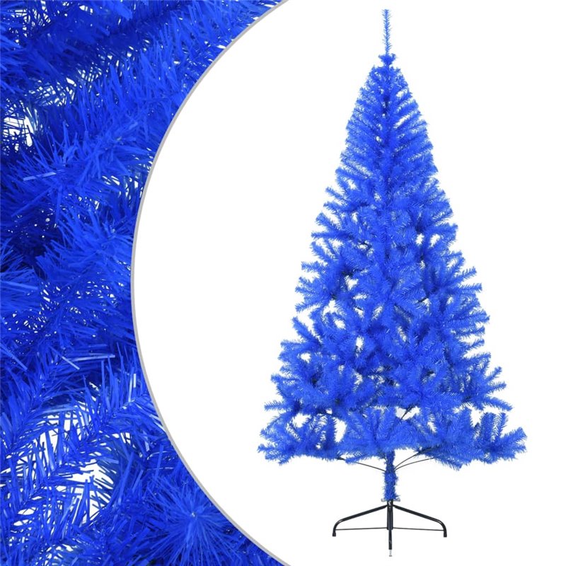 Image secondaire de VidaXL Demi sapin de Noël artificiel avec support Bleu 180 cm PVC