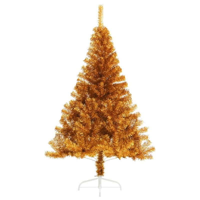 Image secondaire de VidaXL Demi sapin de Noël artificiel avec support doré 180 cm PET