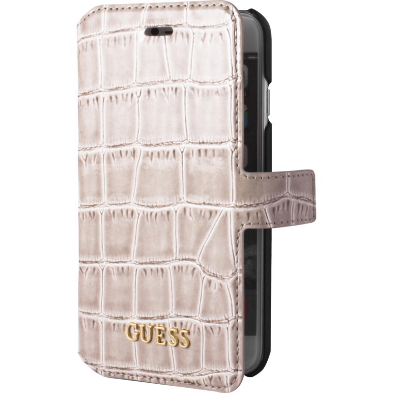 Etui folio Guess beige effet croco pour iPhone 7/8