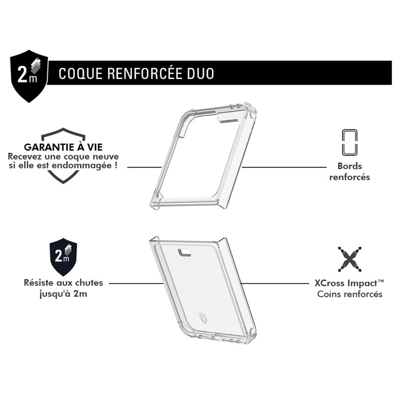 Image secondaire de Double Coque Renforcée Samsung Galaxy Z Flip 6 DUO Transparente - Garantie à vie Force Case