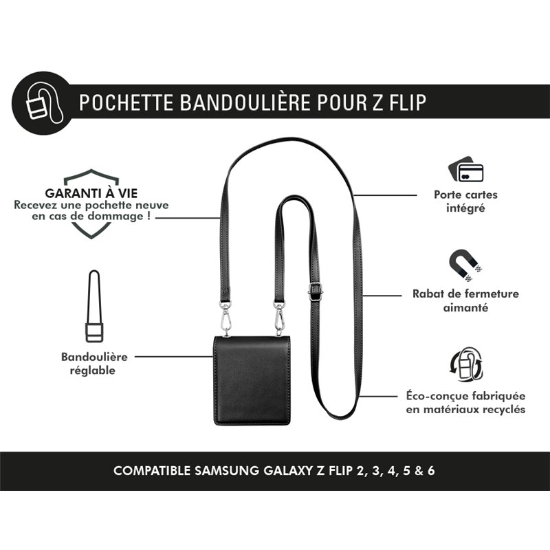 Image secondaire de la Pochette bandoulière Noir pour Samsung Galaxy Z Flip 6 Force Case