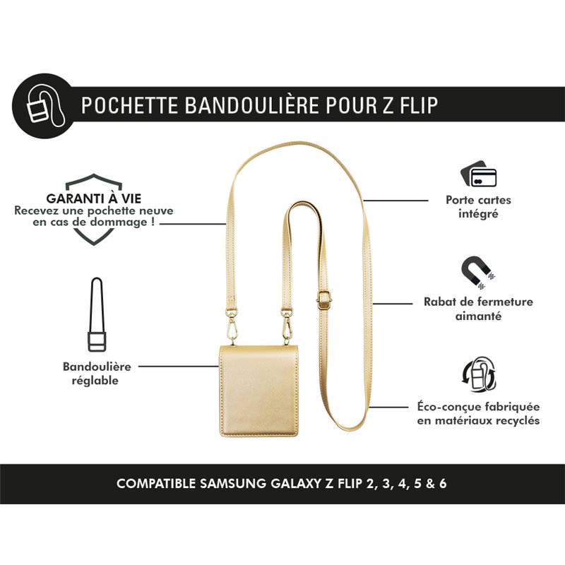 Image secondaire de Pochette bandoulière Or pour Samsung Galaxy Z Flip 6 Force Case