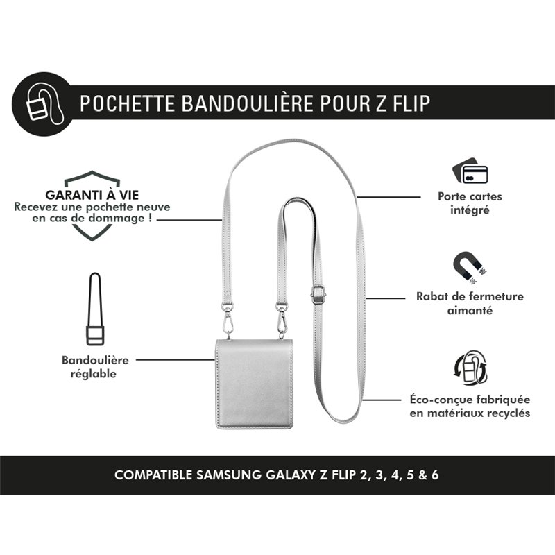 Image secondaire de Pochette bandoulière Argent pour Samsung Galaxy Z Flip 6 Force Case