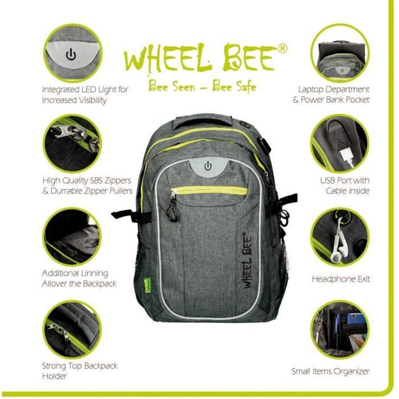 Image secondaire de Wheel Bee Revolution Sac a Dos Enfants, 46 cm, 30 liters, Gris - 950022