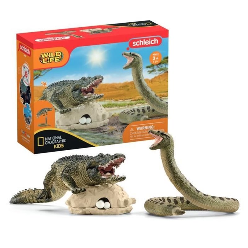 Coffret Duel Aligator/Anaconda, figurines animaux sauvages, Schleich 42559 Wild Life, Pour enfant des 3 ans