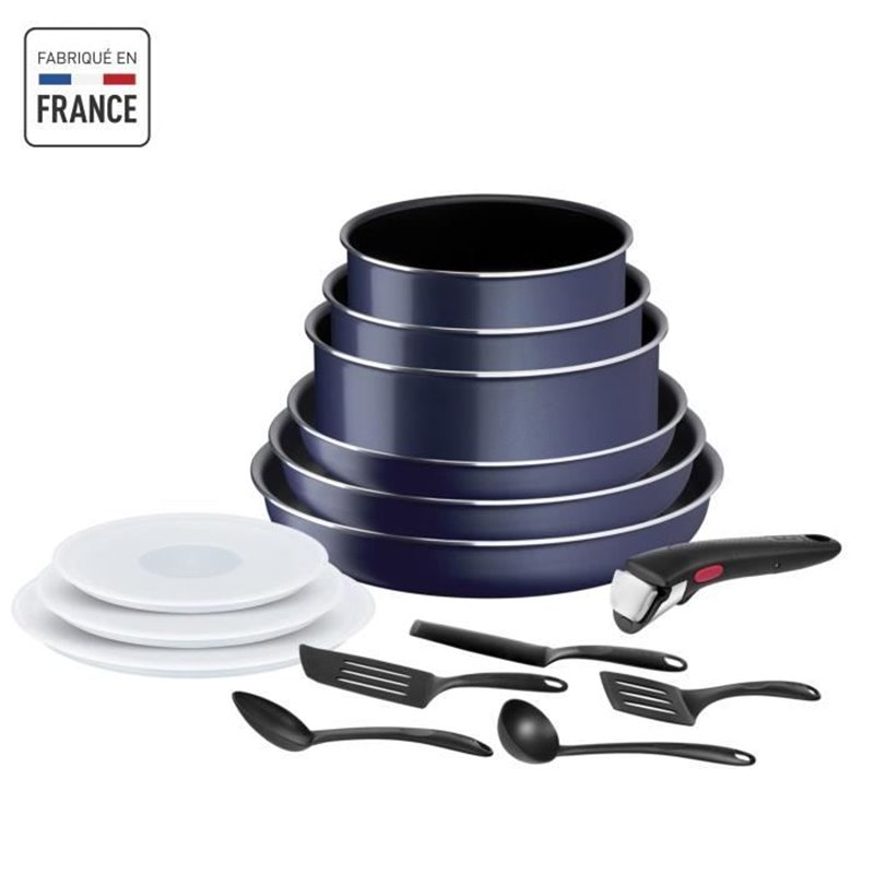 Tefal INGENIO Easy Cook & Clean Lot 15 pieces, Poele, Casserole, Non induction, Revetement antiadhésif, Fabriqué en Fran