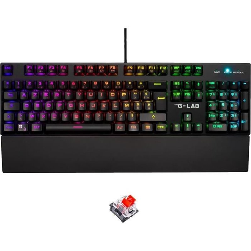 THE G-LAB KEYZ RUBIDIUM CLAVIER MÉCANIQUE RED SWITCH ET RGB COMPLeTEMENT PERSONNALISABLE AVEC REPOSE-POIGNET - Azerty