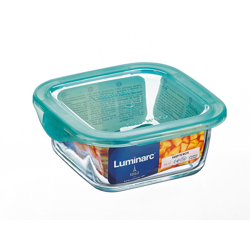 Image secondaire de Panier-Repas carré avec couvercle Luminarc Keep'n Lagon 15,6 x 6,6 cm Turquoise 1,22 L verre (6 Unités)