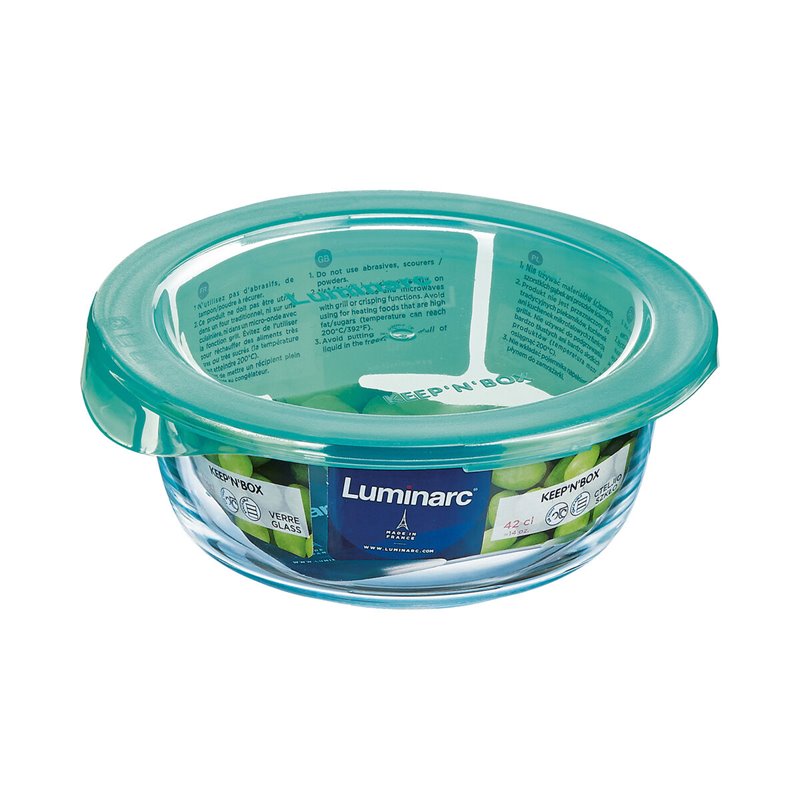 Image secondaire de Panier-Repas rond avec couvercle Luminarc Keep'n Lagon Turquoise 420 ml 11,5 x 5,4 cm verre (6 Unités)