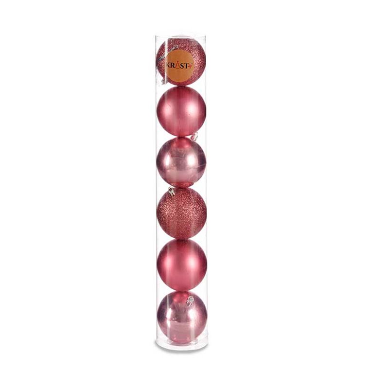 Image secondaire de Lot de boules de Noël Rose Plastique 8 x 9 x 8 cm (24 Unités)