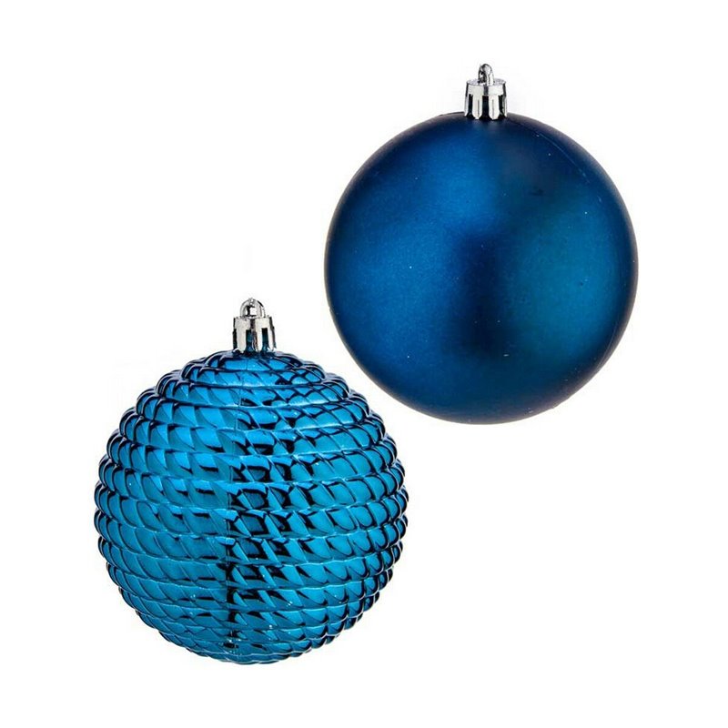 Image secondaire de Lot de boules de Noël Bleu Plastique Ø 8 cm (6 Unités)