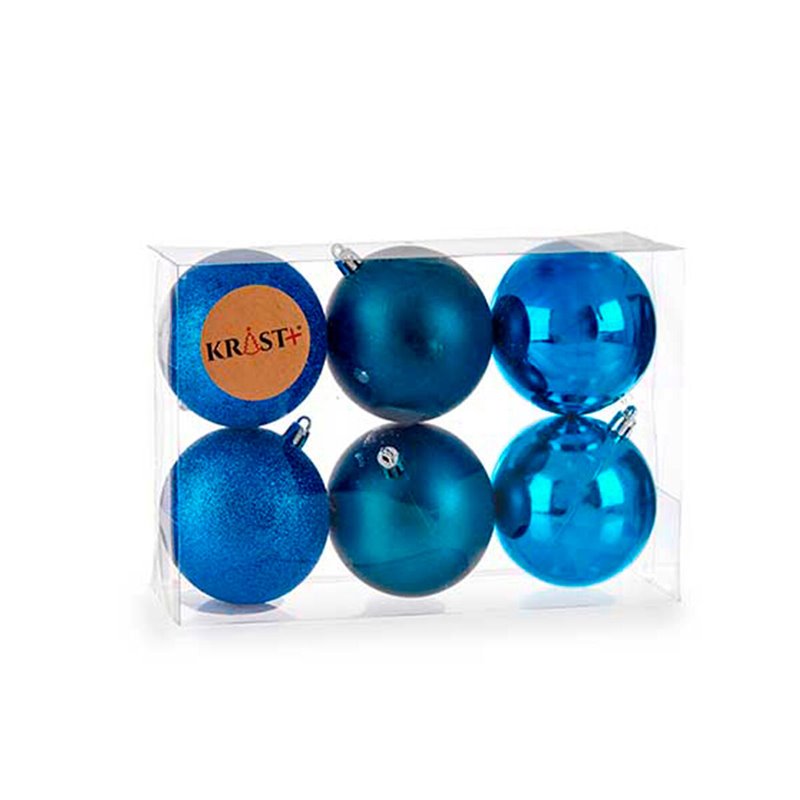 Image secondaire de Lot de boules de Noël Bleu Plastique 7 x 8 x 7 cm (12 Unités)