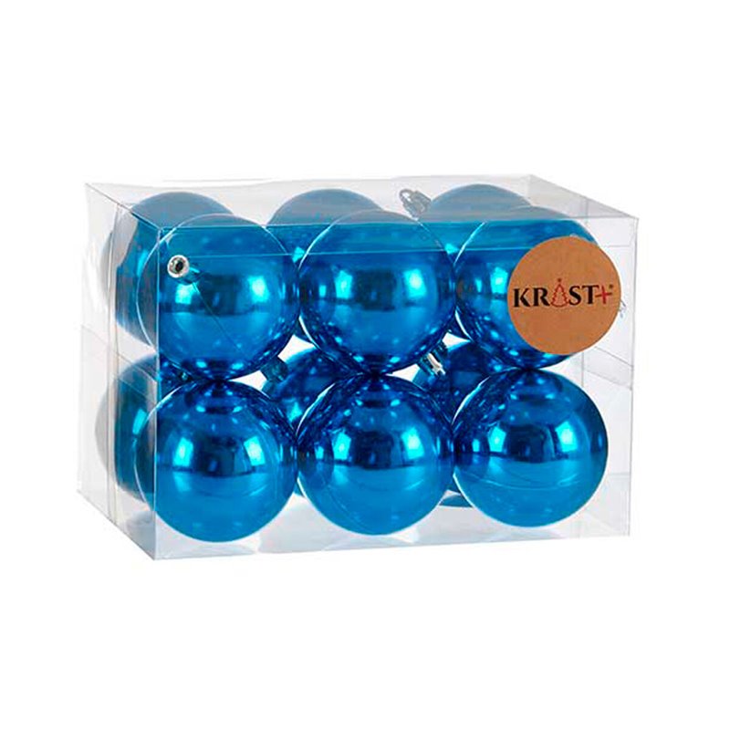 Image secondaire de Lot de boules de Noël Bleu Plastique Ø 7 cm (12 Unités)