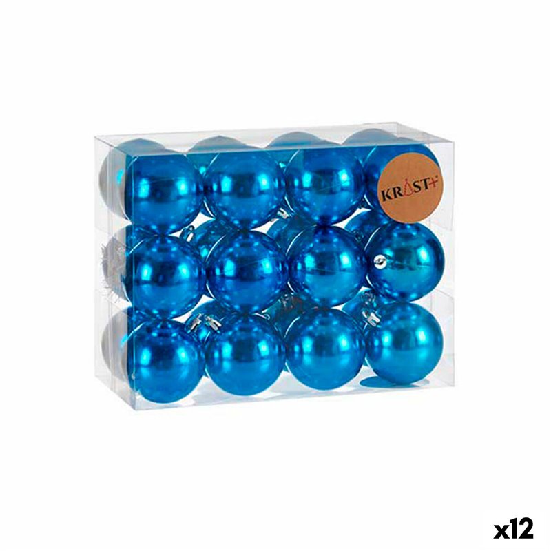 Lot de boules de Noël Bleu Plastique (12 Unités)