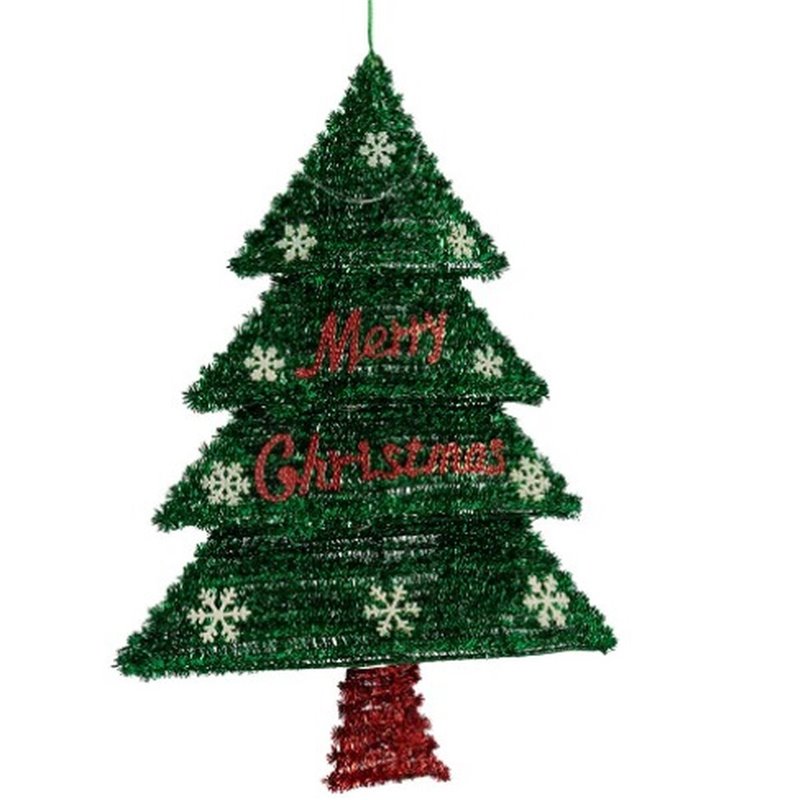 Image secondaire de Décorations de Noël Pendentif Sapin de Noël guirlande Lumière LED Rouge Vert polypropylène PET 44 x 58,8 x 7 cm (12 Unit