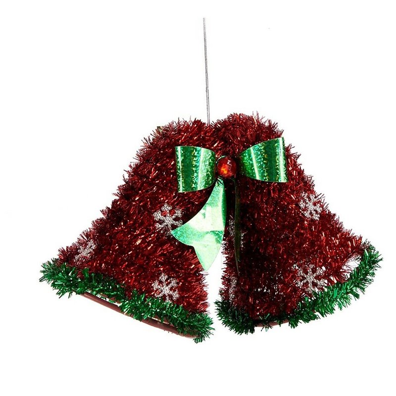 Image secondaire de Décorations de Noël Pendentif Cloches guirlande Rouge Vert 21 x 14 x 10 cm (12 Unités)