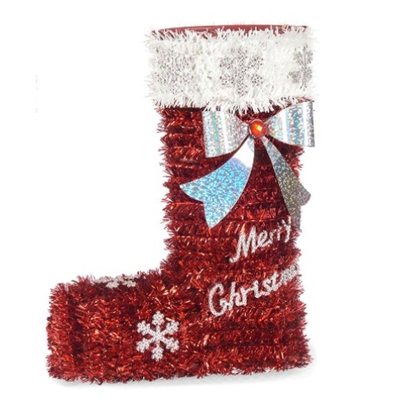 Image secondaire de Figurine Décorative Chaussette de Noël guirlande Blanc Rouge polypropylène PET 18 x 23 x 8 cm (12 Unités)