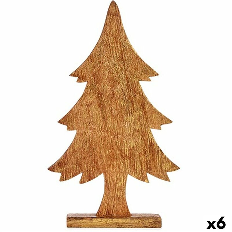 Figurine Décorative Sapin de Noël Doré Bois 5,1 x 49,5 x 25,5 cm (6 Unités)