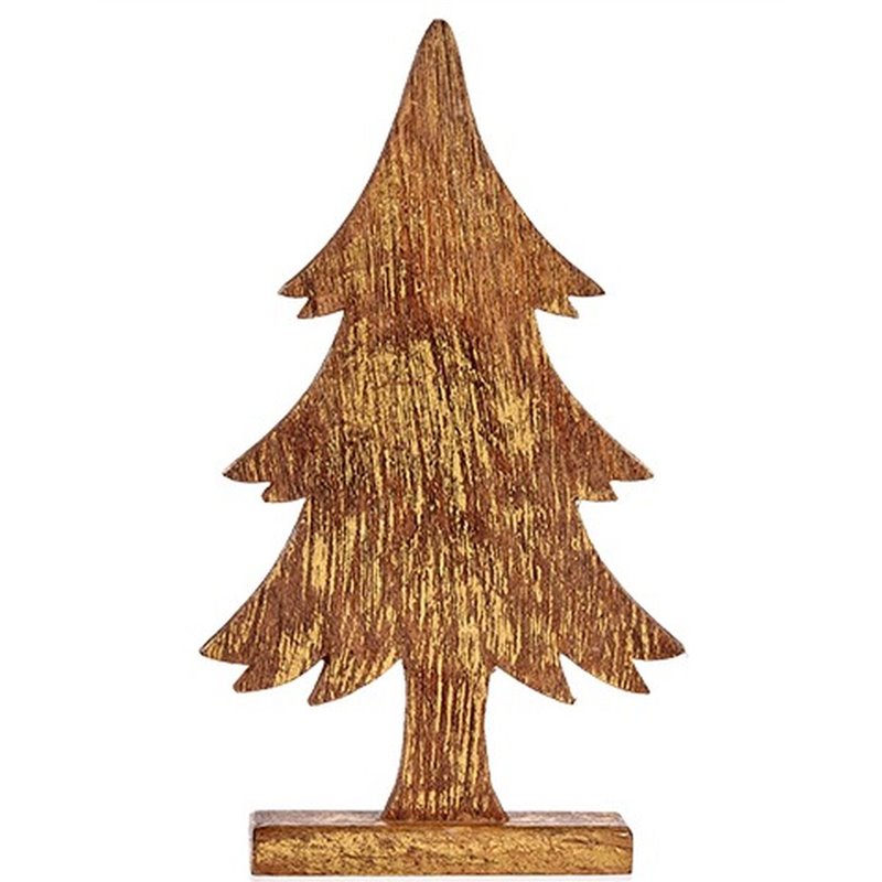 Image secondaire de Figurine Décorative Sapin de Noël Doré Bois 5 x 39 x 22 cm (6 Unités)