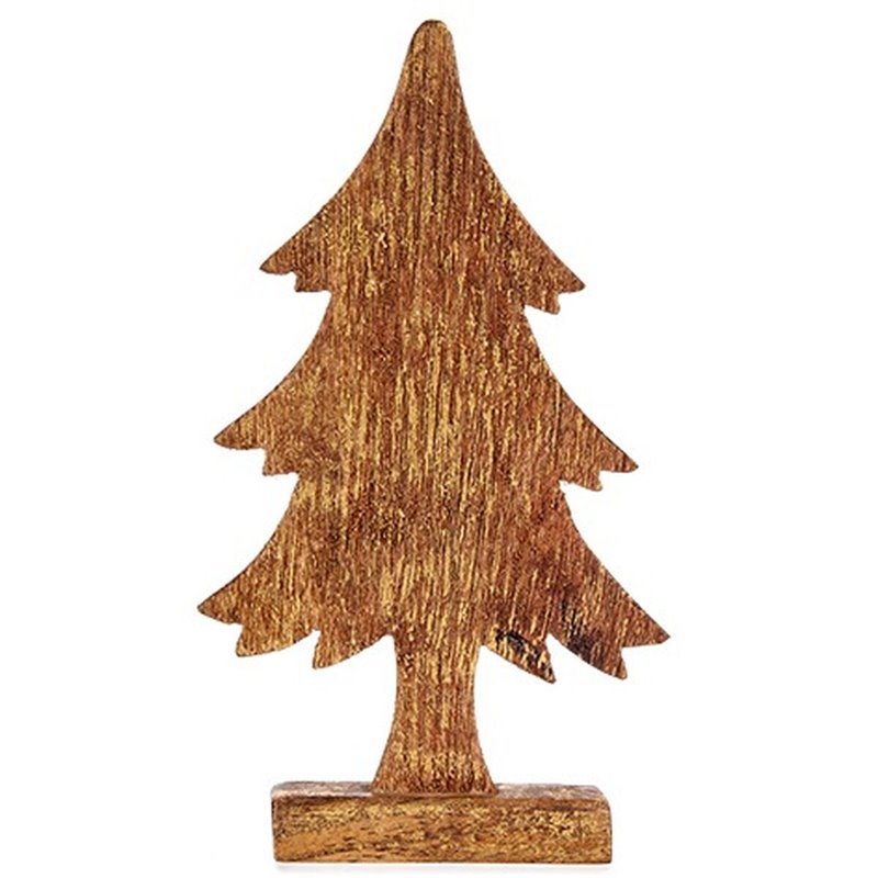 Image secondaire de Figurine Décorative Sapin de Noël Doré Bois 5 x 31 x 15,5 cm (6 Unités)