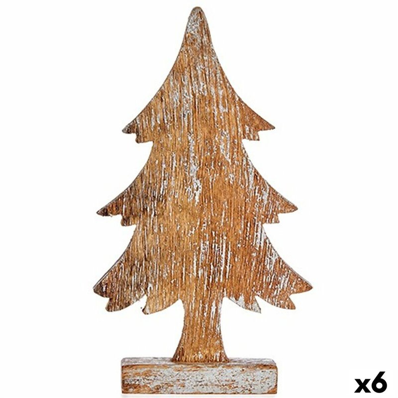 Figurine Décorative Sapin de Noël Argenté Bois 5 x 31 x 15 cm (6 Unités)