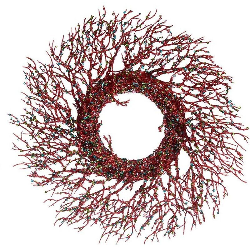 Image secondaire de Couronne de Noël Branche Rouge Plastique 50 x 10 x 50 cm (2 Unités)