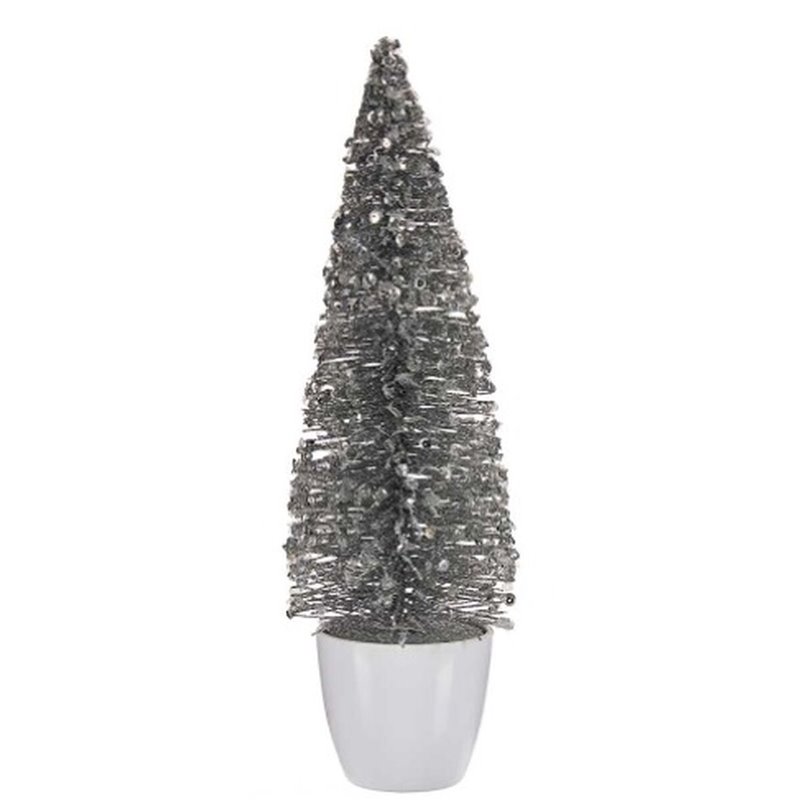 Image secondaire de Figurine Décorative Sapin de Noël Blanc Argenté Plastique 10 x 33 x 10 cm (6 Unités)