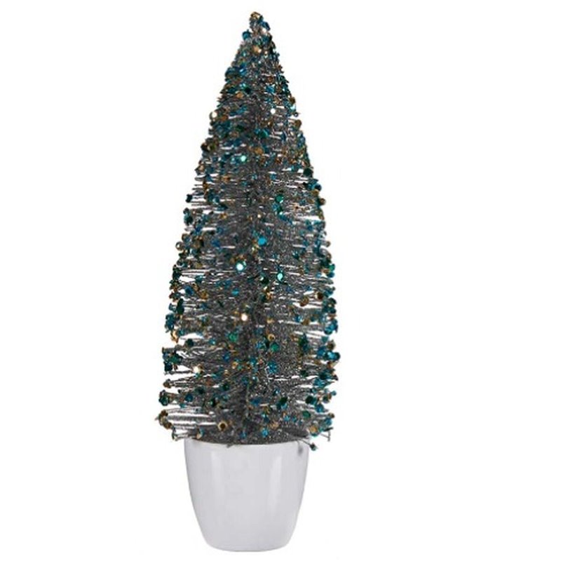 Image secondaire de Figurine Décorative Sapin de Noël Bleu Doré Plastique 10 x 33 x 10 cm (6 Unités)