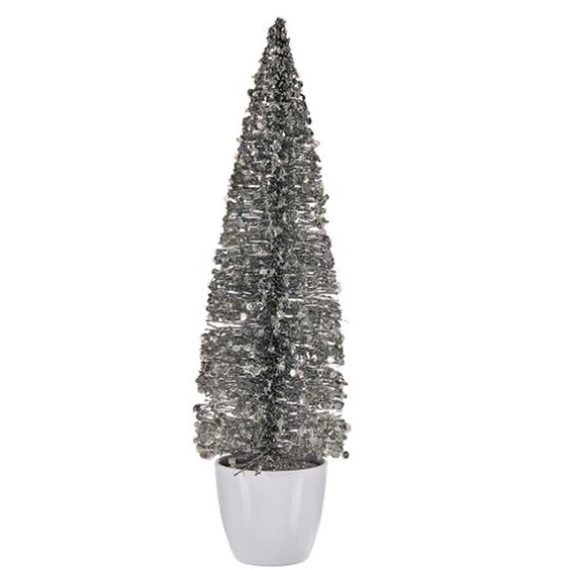 Image secondaire de Figurine Décorative Sapin de Noël Argenté Plastique 10 x 38 x 10 cm (6 Unités)