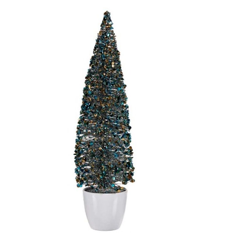 Image secondaire de Figurine Décorative Sapin de Noël Bleu Doré Plastique 10 x 38 x 10 cm (6 Unités)