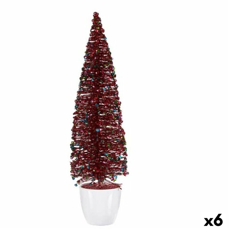 Figurine Décorative Sapin de Noël Bleu Fuchsia Plastique 10 x 38 x 10 cm (6 Unités)